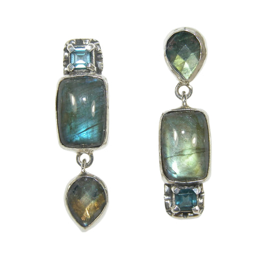 Labradorite Blue Topaz Sterling Silver Earrings