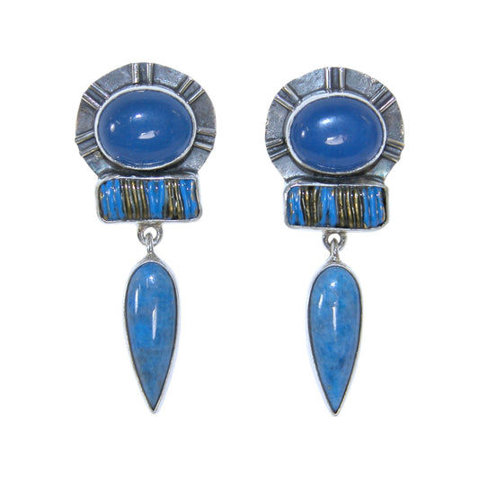 33417 Blue Agate Sterling Silver Earrings