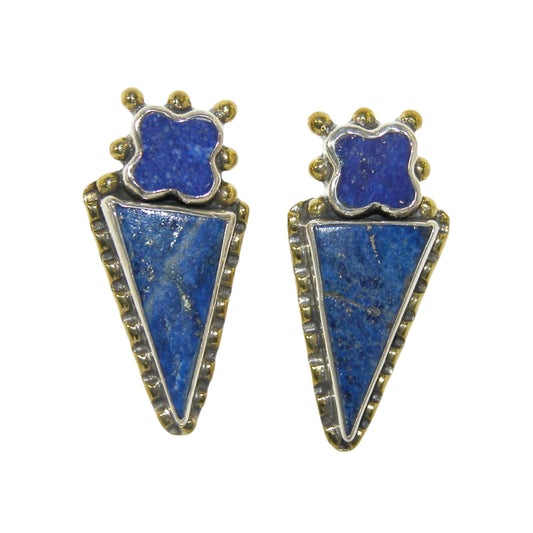 33419 Chevron Lapis Sterling Silver Earrings