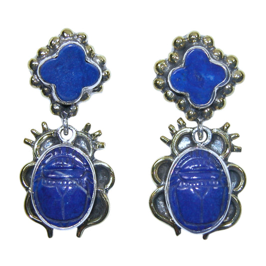 33424 Blue Lapis Dangle Sterling Silver Earrings