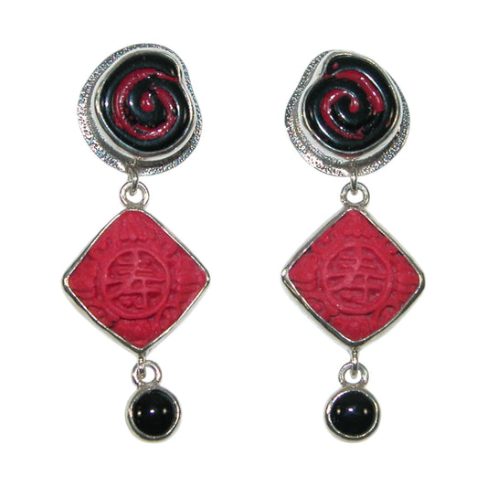 33432 Carved Coral Swirl Sterling Silver Earrings