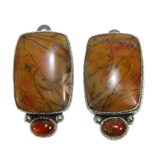 33444A Cherry Creek Jasper, Carnelian Sterling Silver Earrings