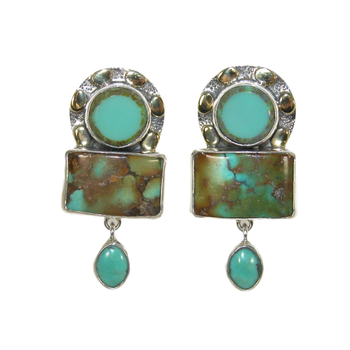 33461 Turquoise Tile Sterling Silver Earrings