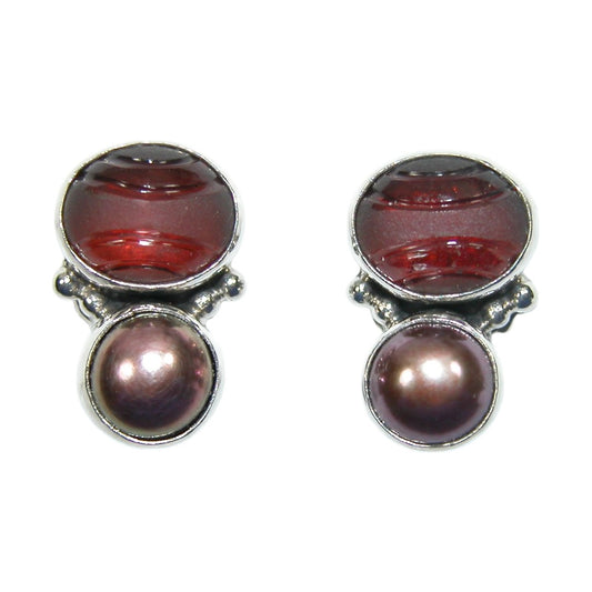 33462 Two Stone Pearl Sterling Silver Earrings