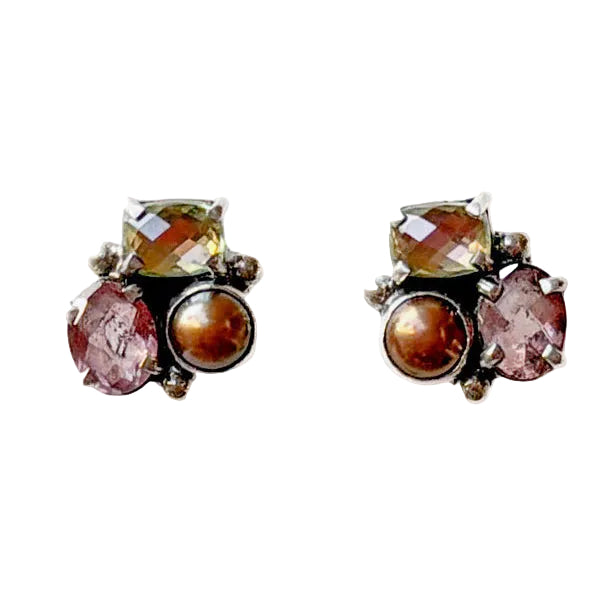 33463 Celestial Quartz, Freshwater Pearl, Sterling Silver Earrings