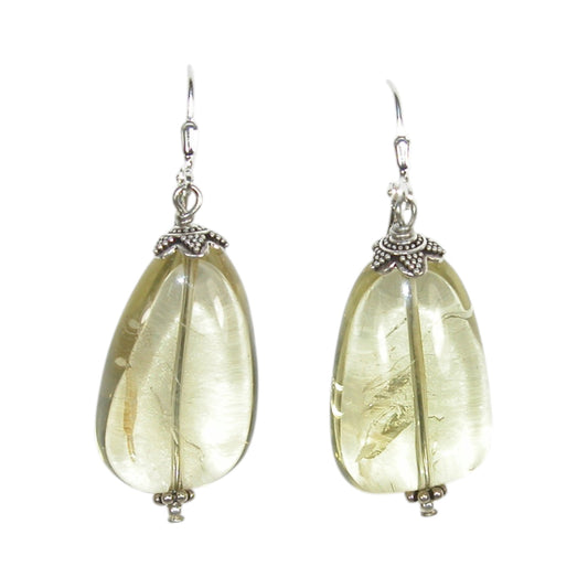 33485 Green Drop Earrings Sterling Silver Earrings