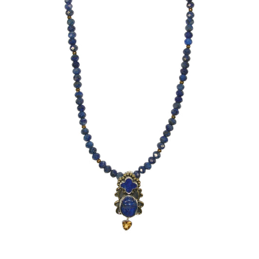 Blue Lapis Beaded Sterling Silver Necklace