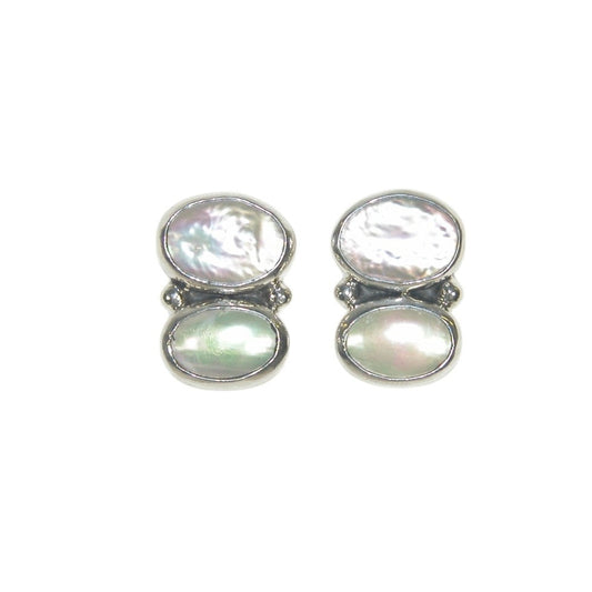 33509 Freshwater and Mabe Pearl Sterling Silver Post/Clip-On Earrings