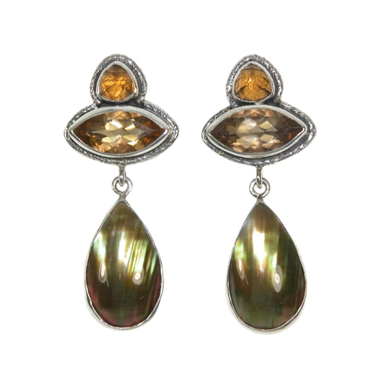 33532 Marquise Topaz Sterling Silver Dangle Earrings