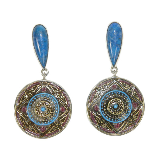 33533 Kyanite Button Blue Sterling Silver Earrings