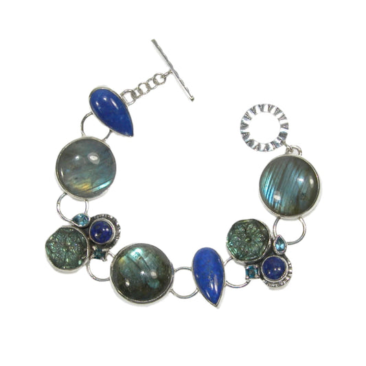 Blue Lapis, Labradorite Sterling Silver Bracelet