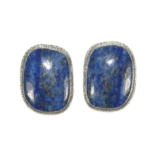 33556 Natural Lapis Lazuli Sterling Silver Post/Clip-On Earrings