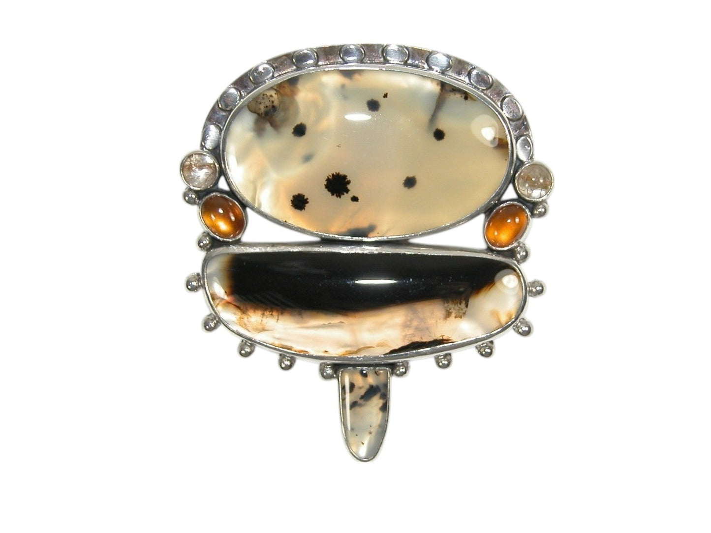 33596 Dendritic Agate Hessonite Sterling Silver Pin Pendant