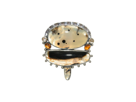 33596 Agate, Hessonite Sterling Silver Pin and Pendant