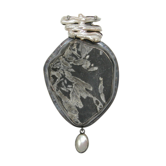 Freshwater Pearl Sterling Silver Pin and Pendant