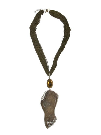 33601 Collector's Drusy with Whisky Topaz on Chains Necklace