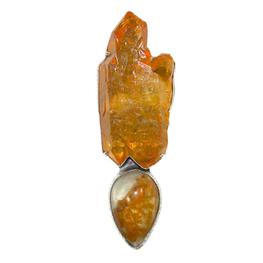 33604 Collector's Natural Mineral with Dendritic Agate Sterling Silver Pin Pendant