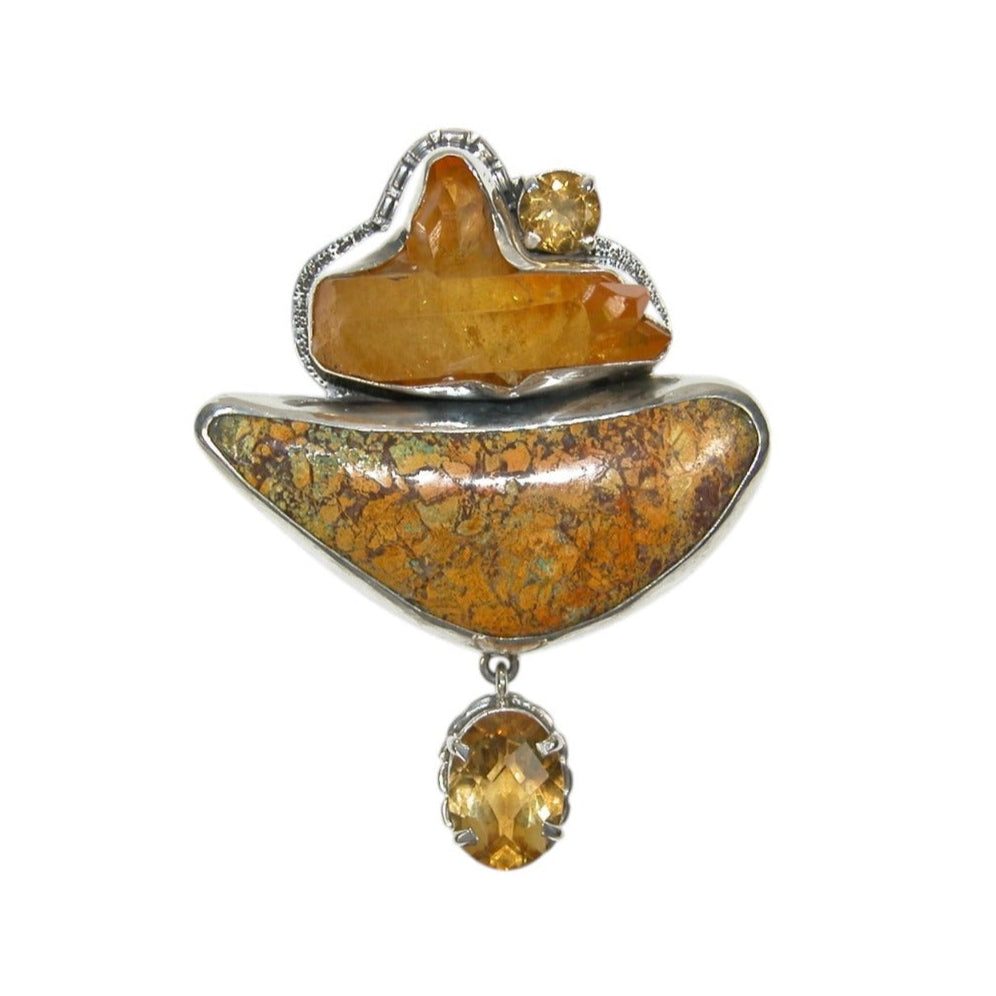 Collector's Natural Mineral with Jasper Sterling Silver Pin Pendant