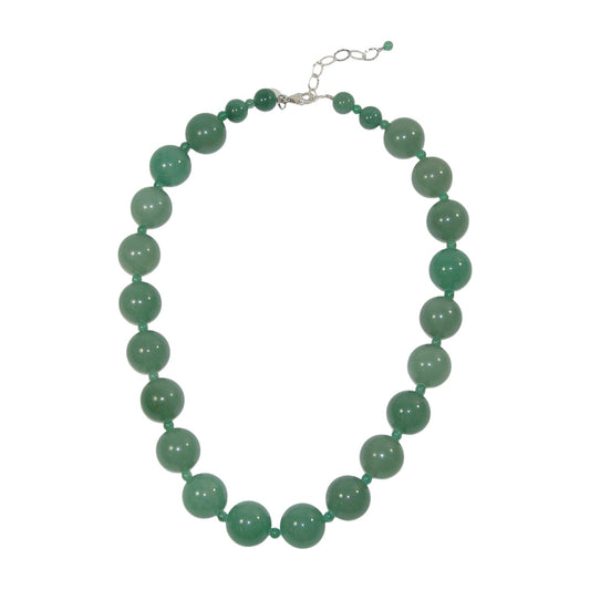 Jade Beaded Sterling Silver Necklace