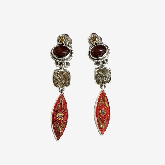 33889 Carnelian Druzy Sterling Silver Earrings