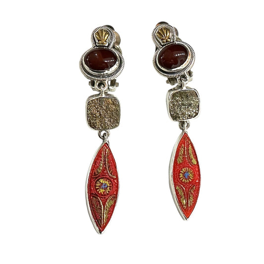 33889L Carnelian Druzy Sterling Silver Earrings