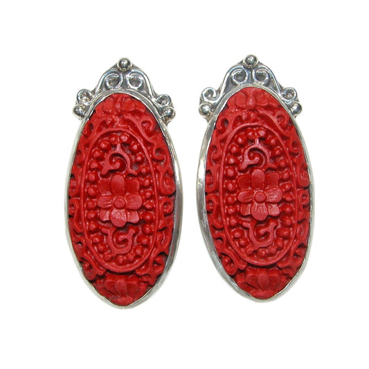 33890 Carved Zen Sterling Silver Earrings