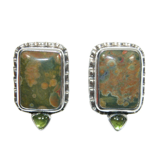 Rhyolite Peridot Sterling Silver Earrings