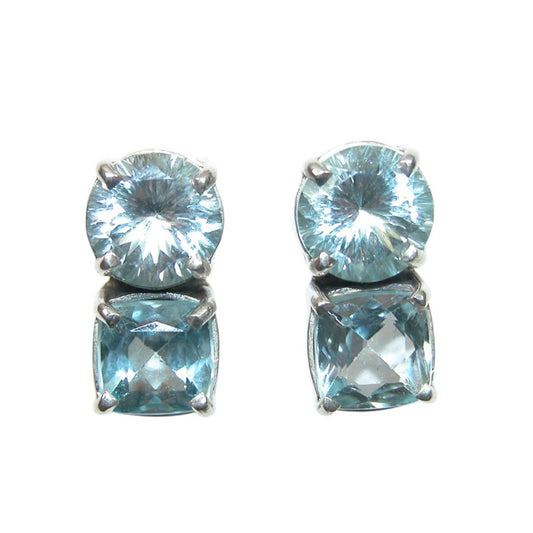Blue Topaz Two Code Sterling Silver Earrings