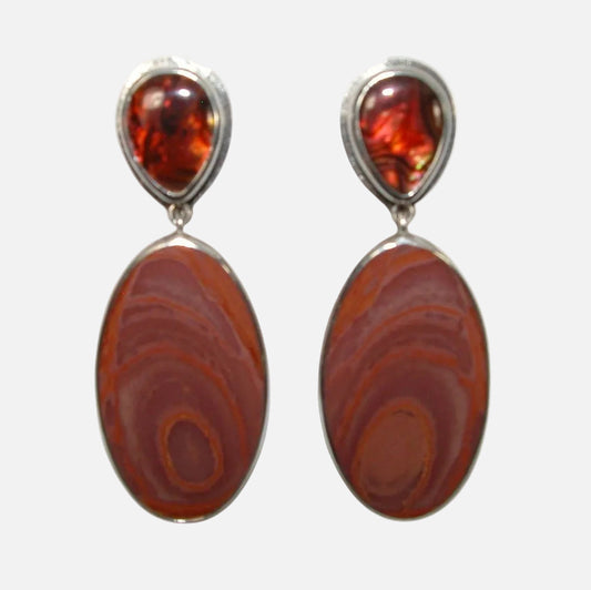33930 Abalone Imperial Jasper Sterling Silver Earrings
