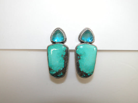 Turquoise Blue Quartz Sterling Silver Earrings