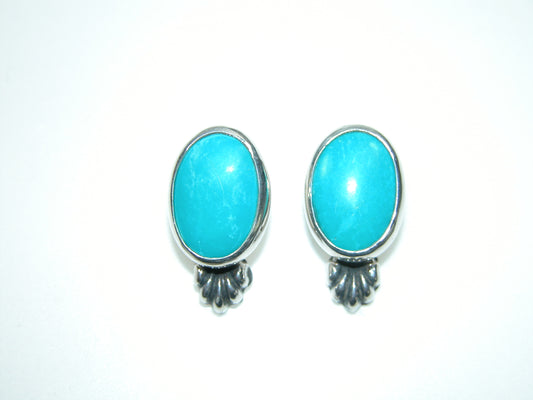 33945 Turquoise Oval Sterling Silver Earrings