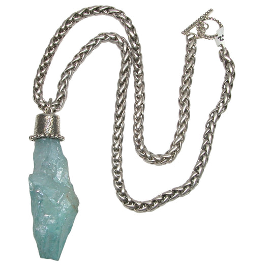 Aura Quartz Beaded Sterling Silver Necklace