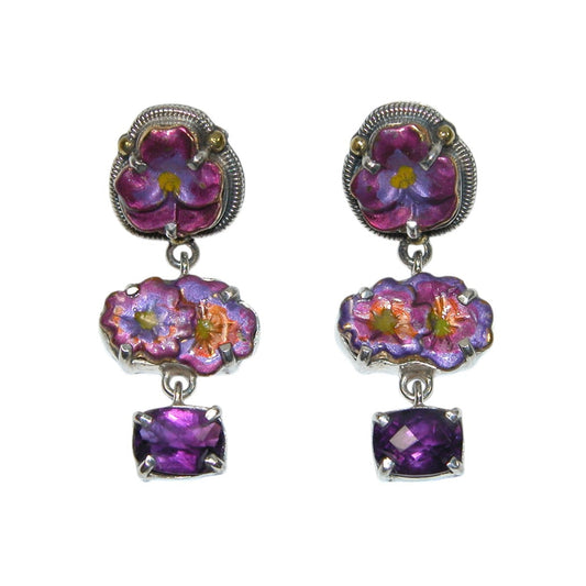 Amethyst Flower Sterling Silver Earrings