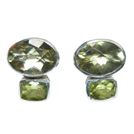34003 Peridot Two Stone Sterling Silver Earrings