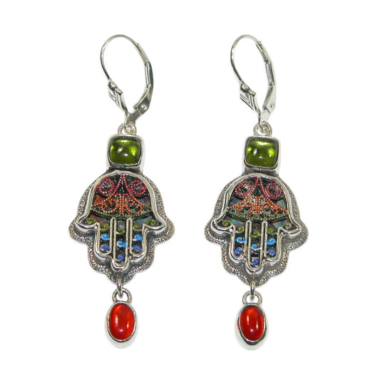 34005L Hamsa Hand Sterling Silver Earrings
