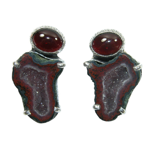 34007A Geode Drusy Sterling Silver Earrings