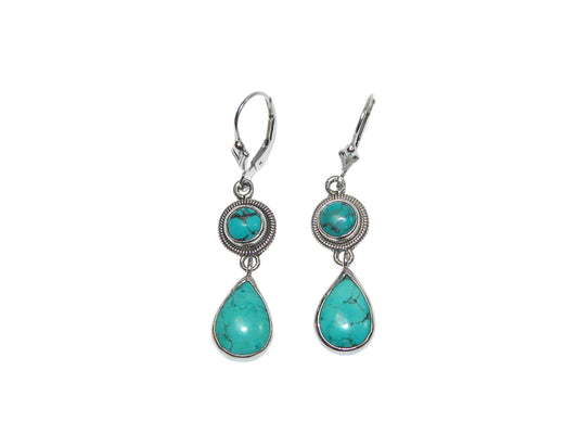 34012 Turquoise Dangle Sterling Silver Earrings