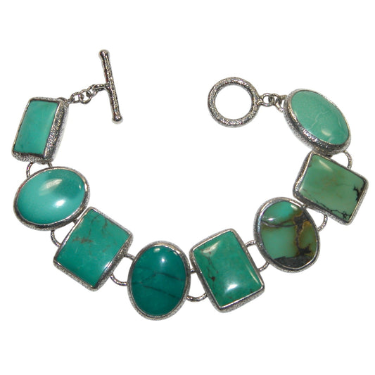 Multi-Colored Turquoise Sterling Silver Bracelet
