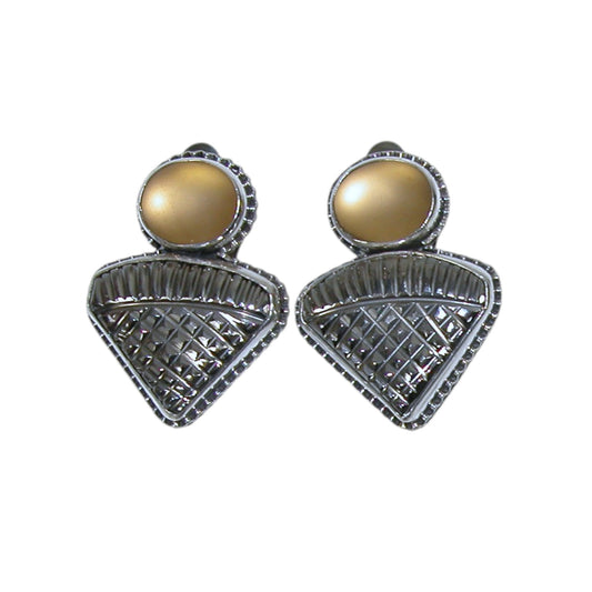 34042A Carved Sterling Silver Earrings