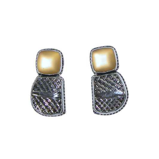 34042C Carved Sterling Silver Earrings