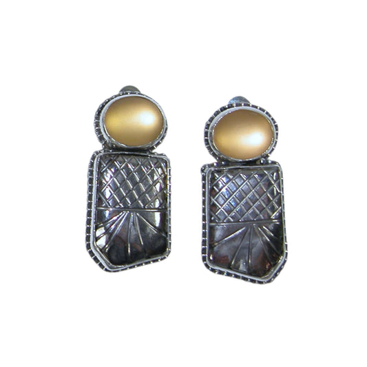 34042B Carved Sterling Silver Earrings