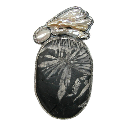 34046 Mother of Pearl Sterling Silver Pin and Pendant