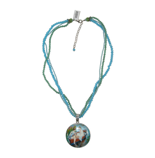 34067 Hand Painted Miniature Sterling Silver Necklace