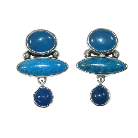 34118 Blue Onyx, Lapis, Quartz Sterling Silver Earrings