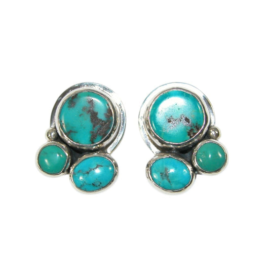 34120 Turquoise Cluster Sterling Silver Earrings