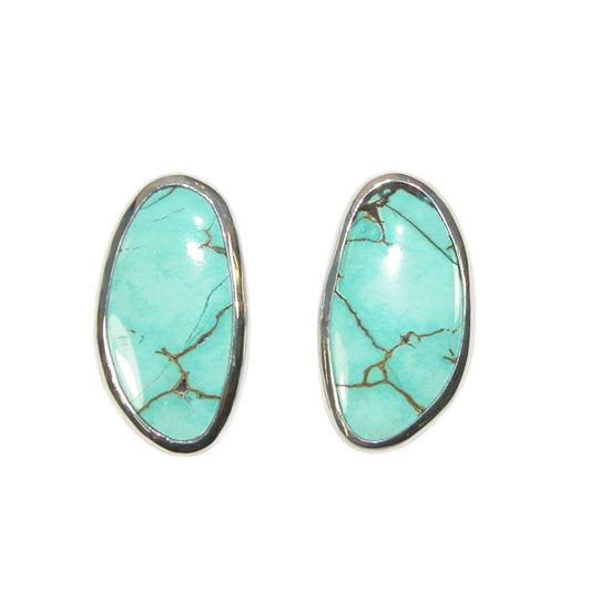 34121 Turquoise Cluster Sterling Silver Earrings