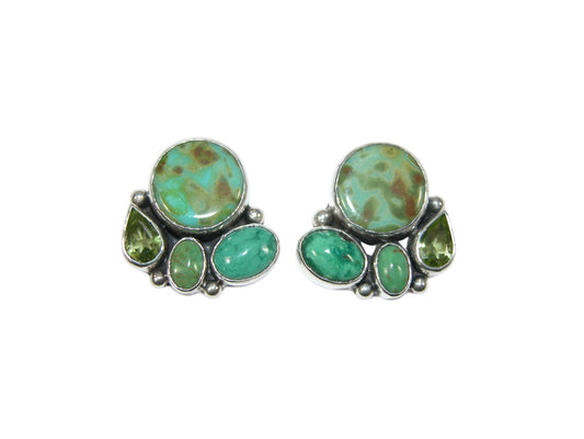 34125 Turquoise Cluster Sterling Silver Earrings