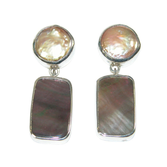 34130 Mother of Pearl Cluster Sterling Silver Earrings