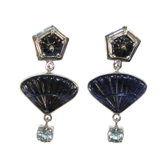 34132 Iolite Flower Sterling Silver Earrings