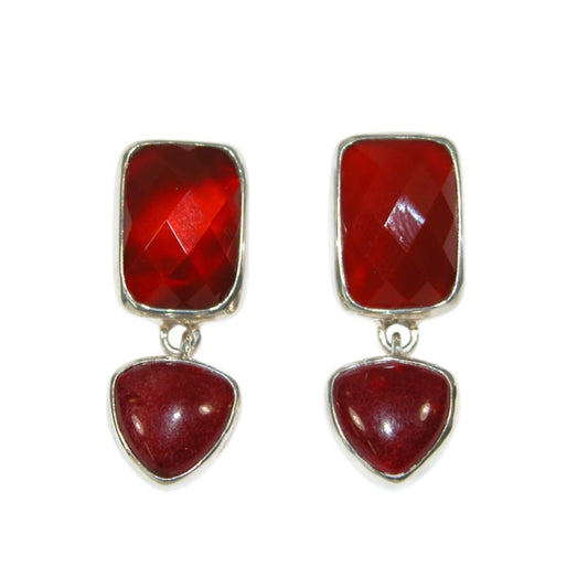 34135 Carnelian Double Stone Sterling Silver Earrings